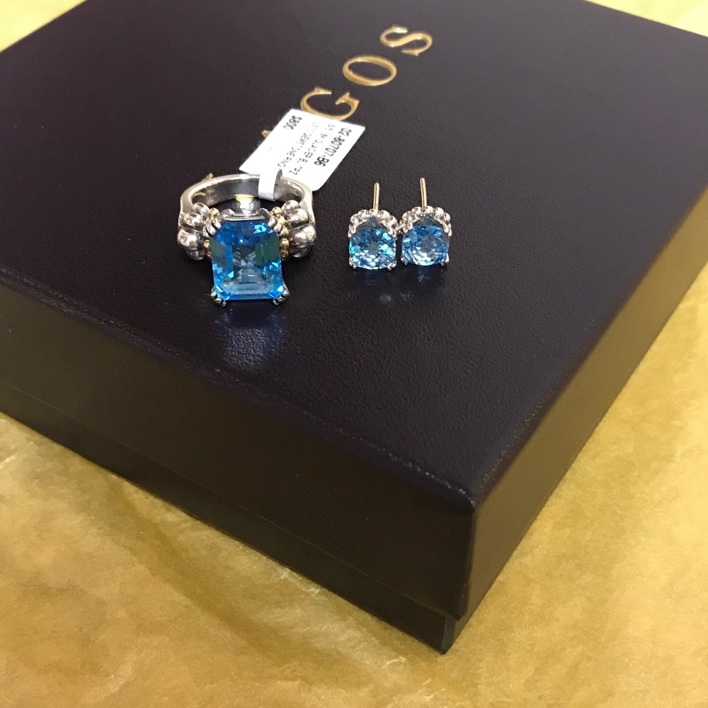 Lagos Blue Topaz Ring&Earrings - Picture 13 of 16